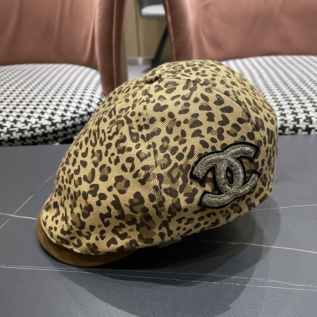  香奈儿 2025新款复古豹纹前进帽子女士春秋季显脸小
辣妹鸭舌贝雷帽子男士
