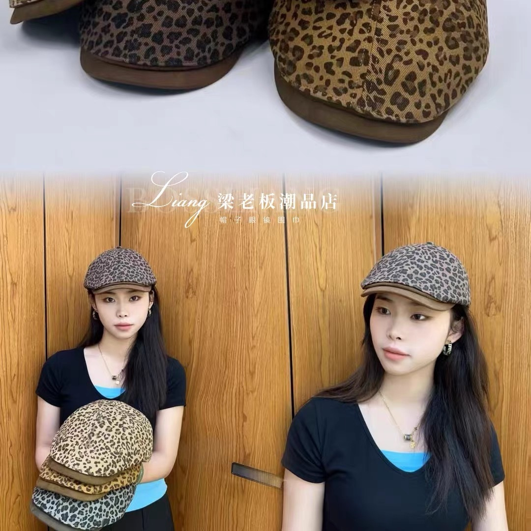  香奈儿 2025新款复古豹纹前进帽子女士春秋季显脸小
辣妹鸭舌贝雷帽子男士