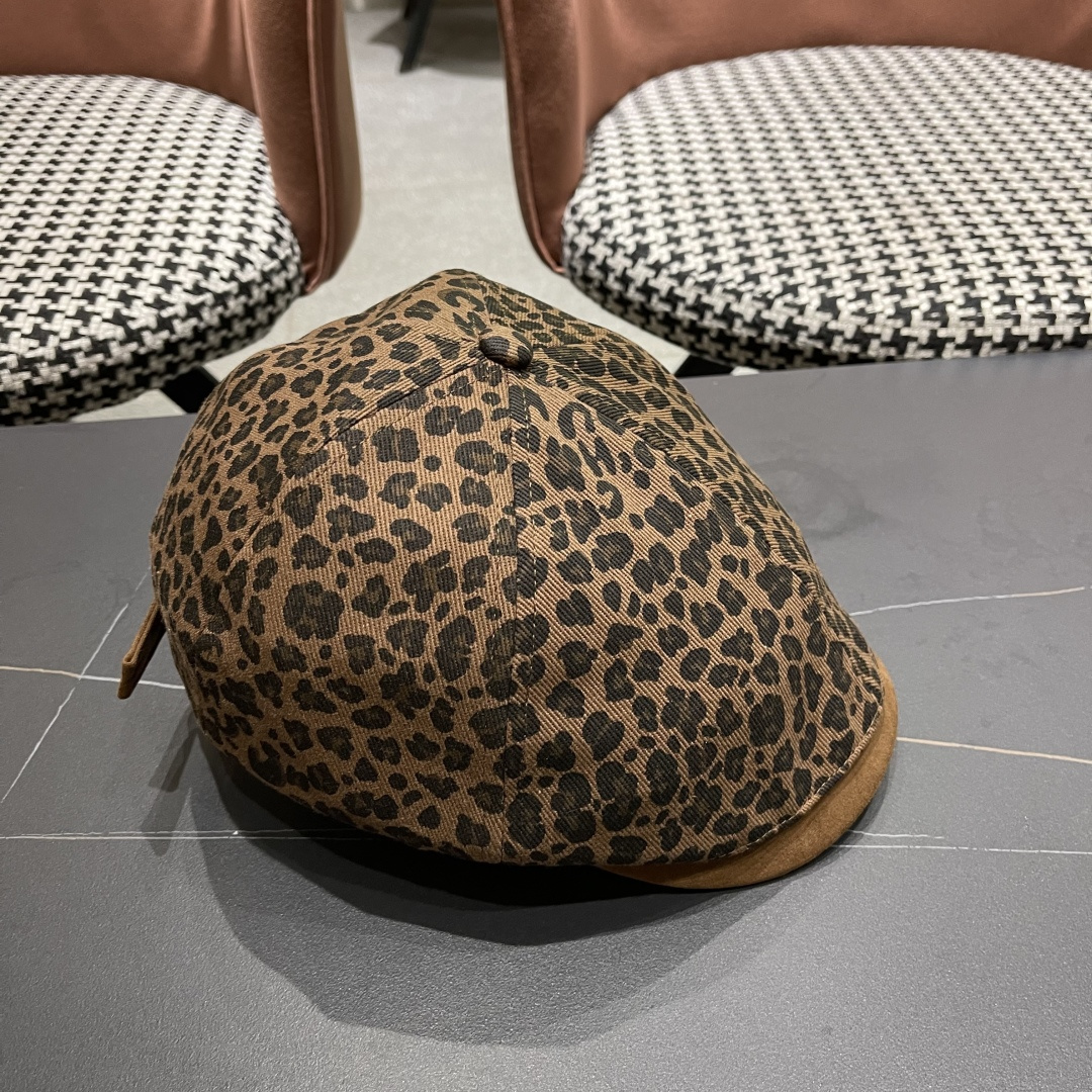  香奈儿 2025新款复古豹纹前进帽子女士春秋季显脸小
辣妹鸭舌贝雷帽子男士