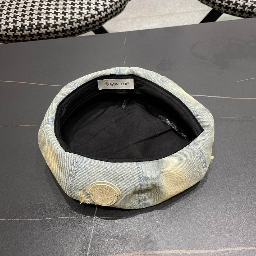  蒙口2025 新款破洞做旧水洗牛仔贝雷帽女日系秋冬复古甜美百搭八角帽