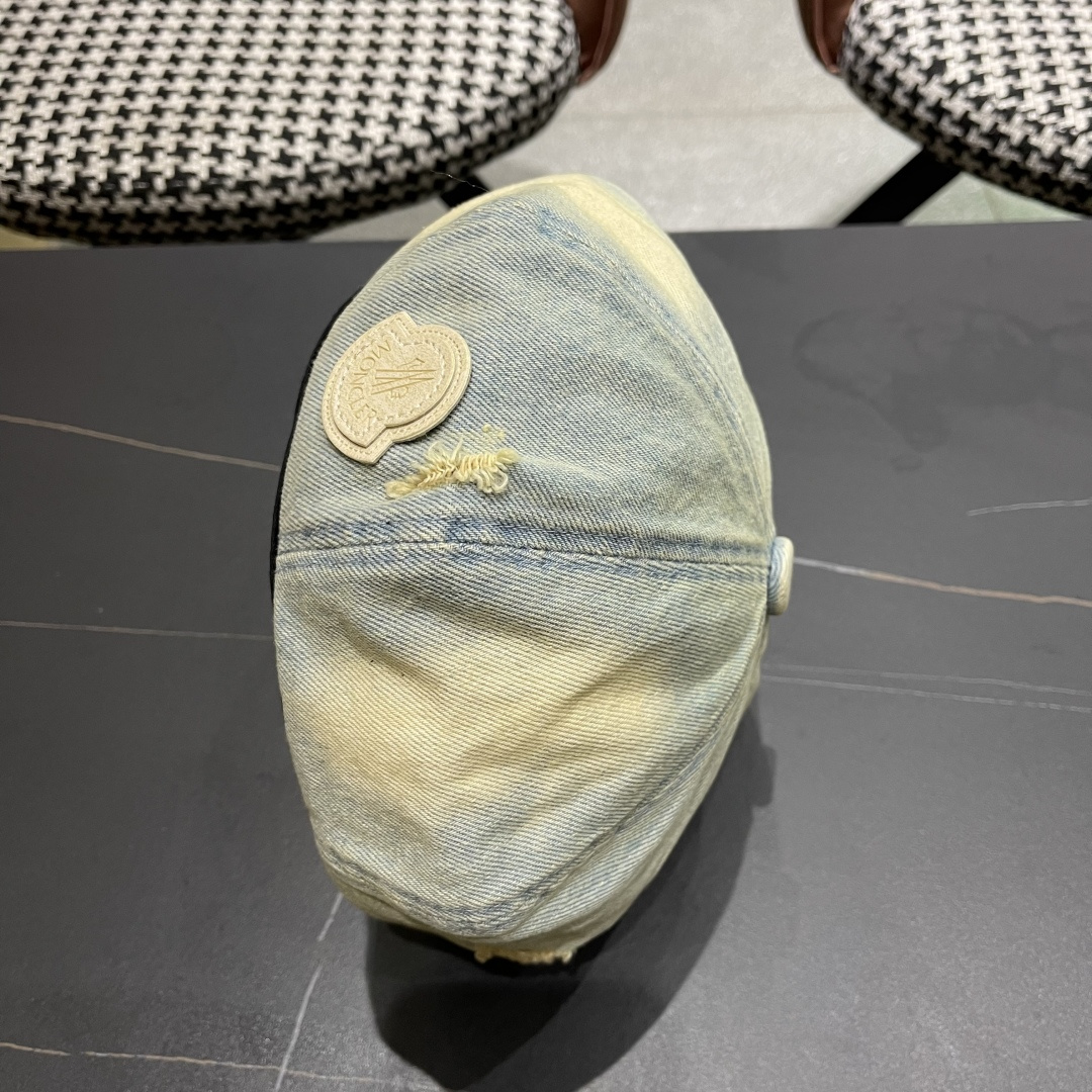  蒙口2025 新款破洞做旧水洗牛仔贝雷帽女日系秋冬复古甜美百搭八角帽