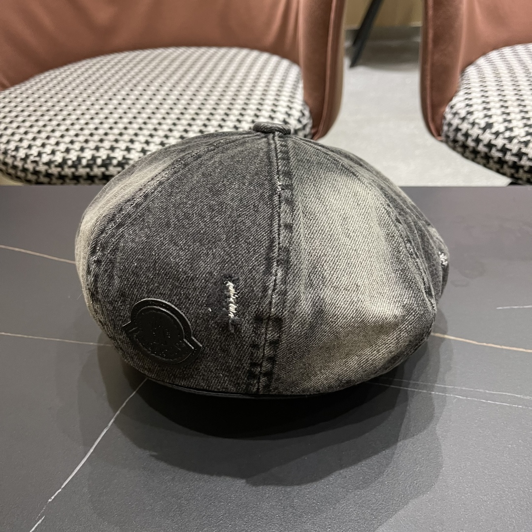  蒙口2025 新款破洞做旧水洗牛仔贝雷帽女日系秋冬复古甜美百搭八角帽