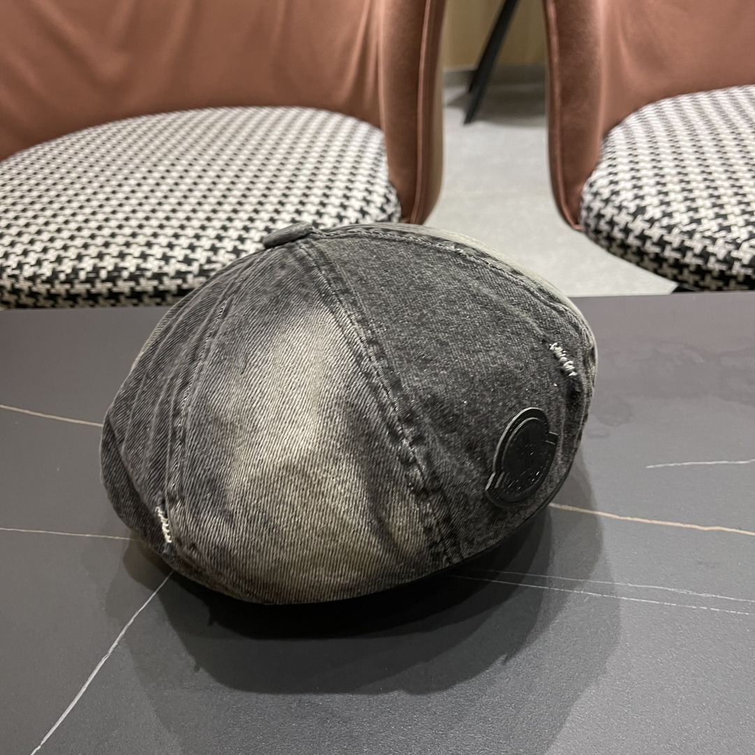  蒙口2025 新款破洞做旧水洗牛仔贝雷帽女日系秋冬复古甜美百搭八角帽