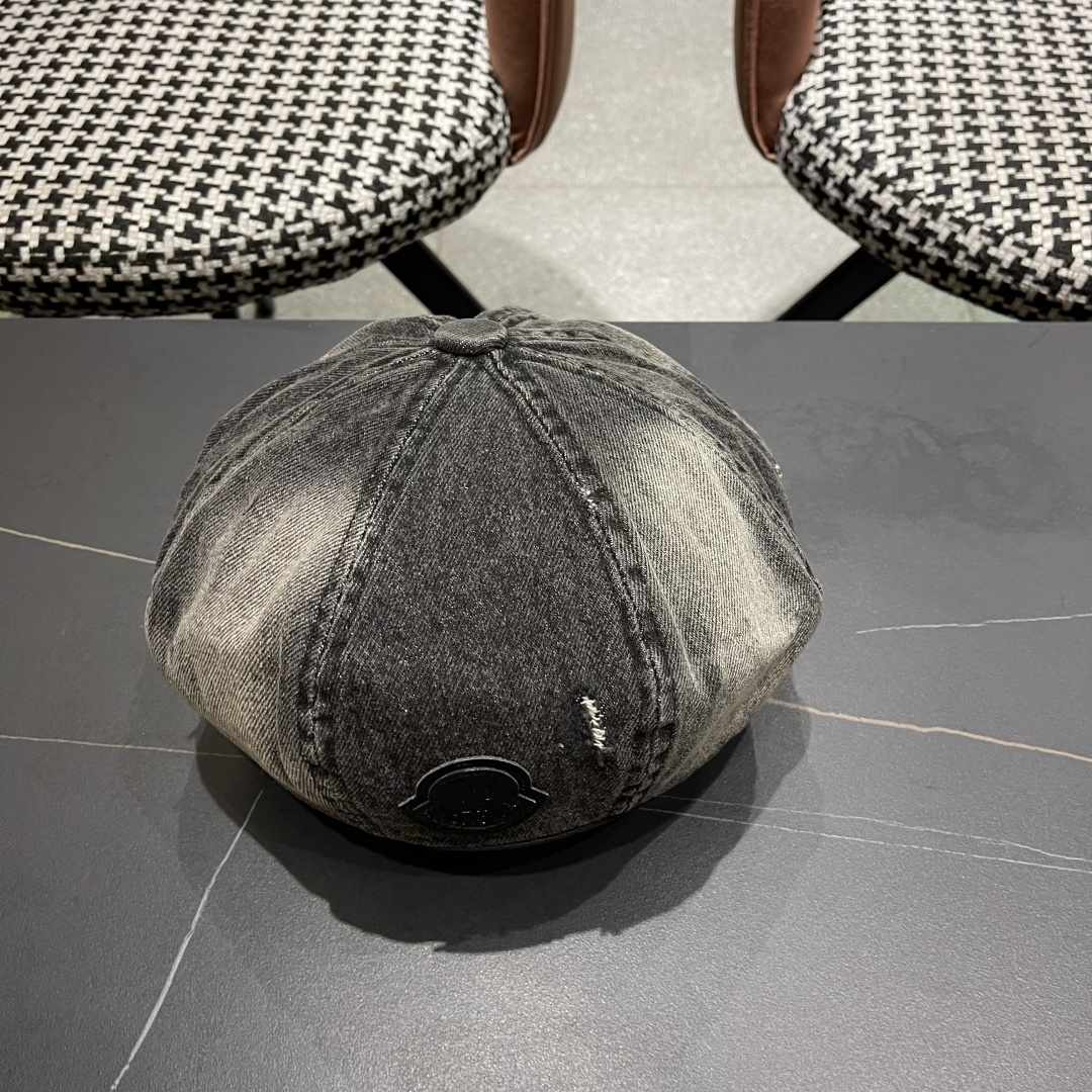  蒙口2025 新款破洞做旧水洗牛仔贝雷帽女日系秋冬复古甜美百搭八角帽