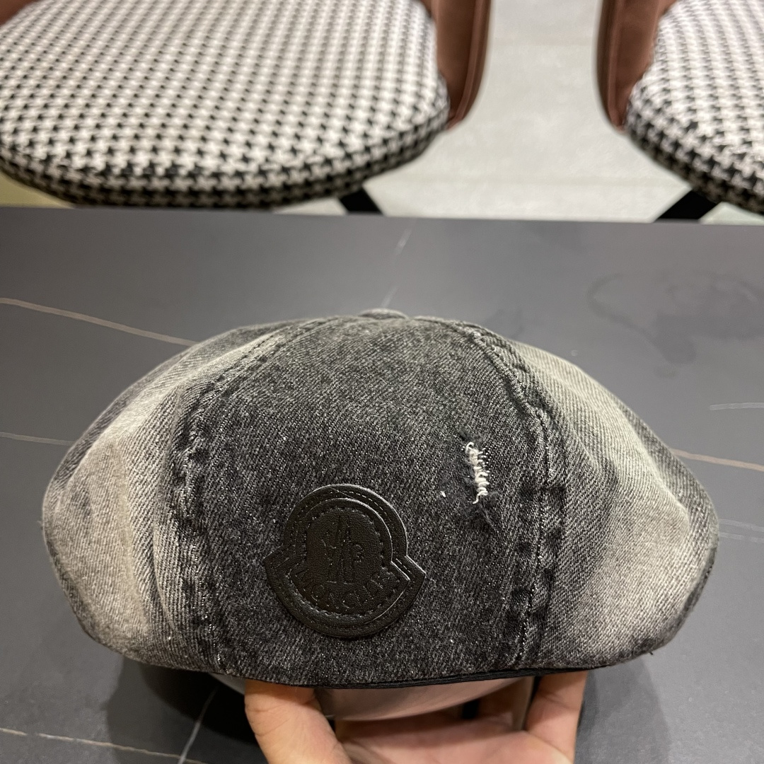  蒙口2025 新款破洞做旧水洗牛仔贝雷帽女日系秋冬复古甜美百搭八角帽