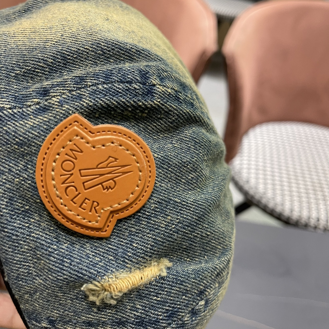  蒙口2025 新款破洞做旧水洗牛仔贝雷帽女日系秋冬复古甜美百搭八角帽