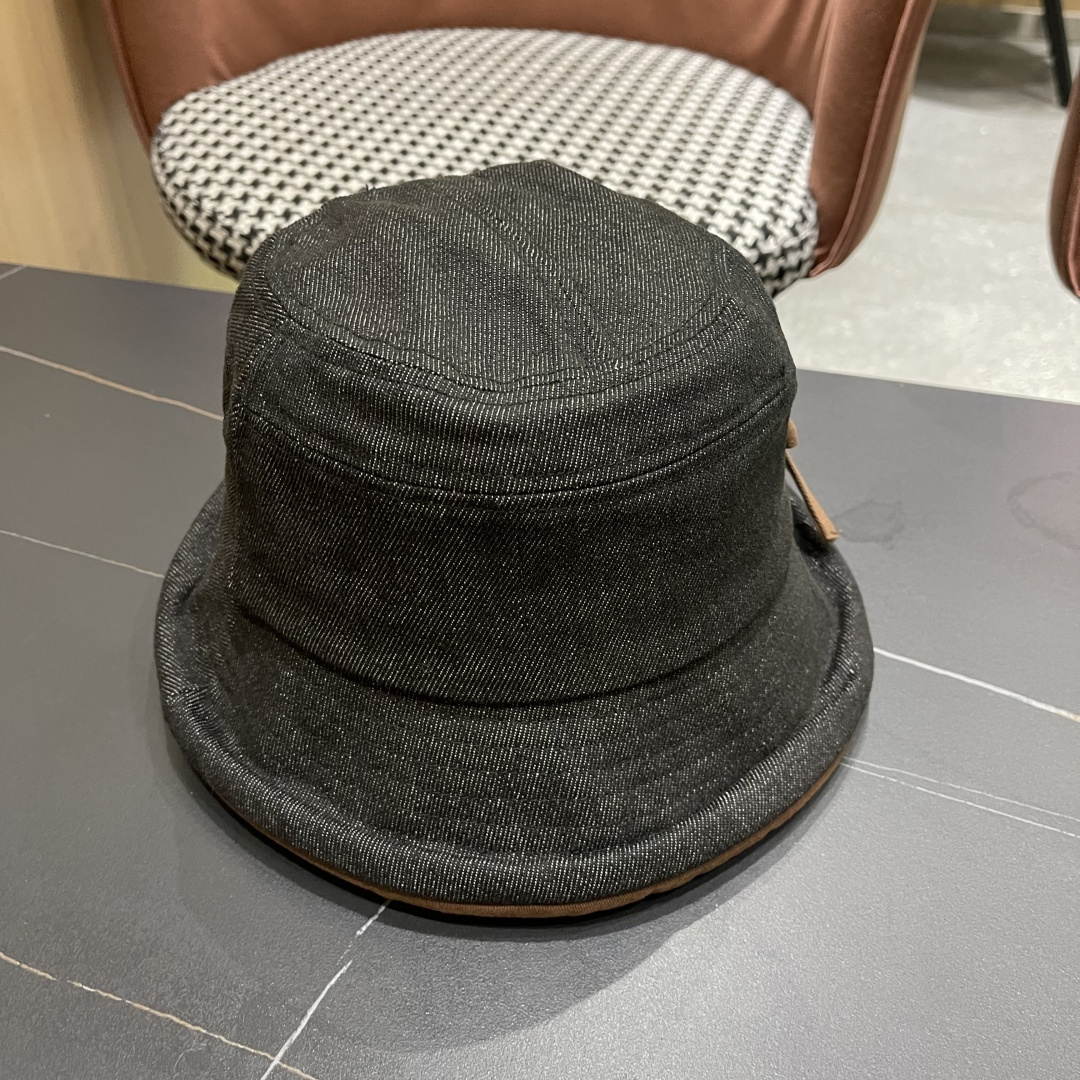  香奈儿2025 春秋款高品质卷边渔夫帽日系牛仔布百搭盆帽气质优雅蝴蝶结女