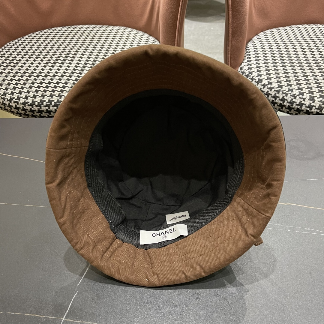  香奈儿2025 春秋款高品质卷边渔夫帽日系牛仔布百搭盆帽气质优雅蝴蝶结女