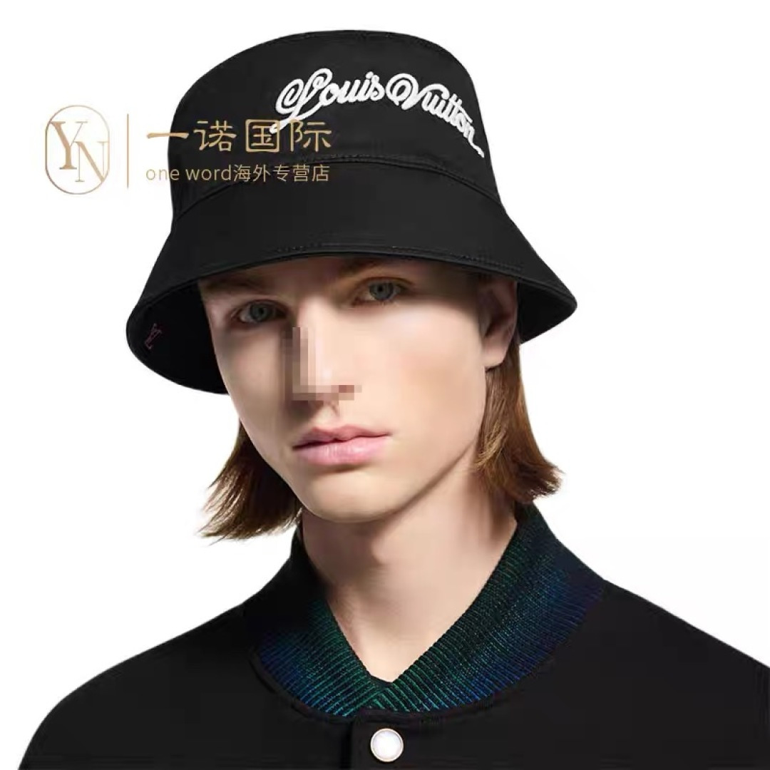  Lv路易威登2025新款 彩色渐变字母刺绣时尚双面渔夫帽 男士帽子