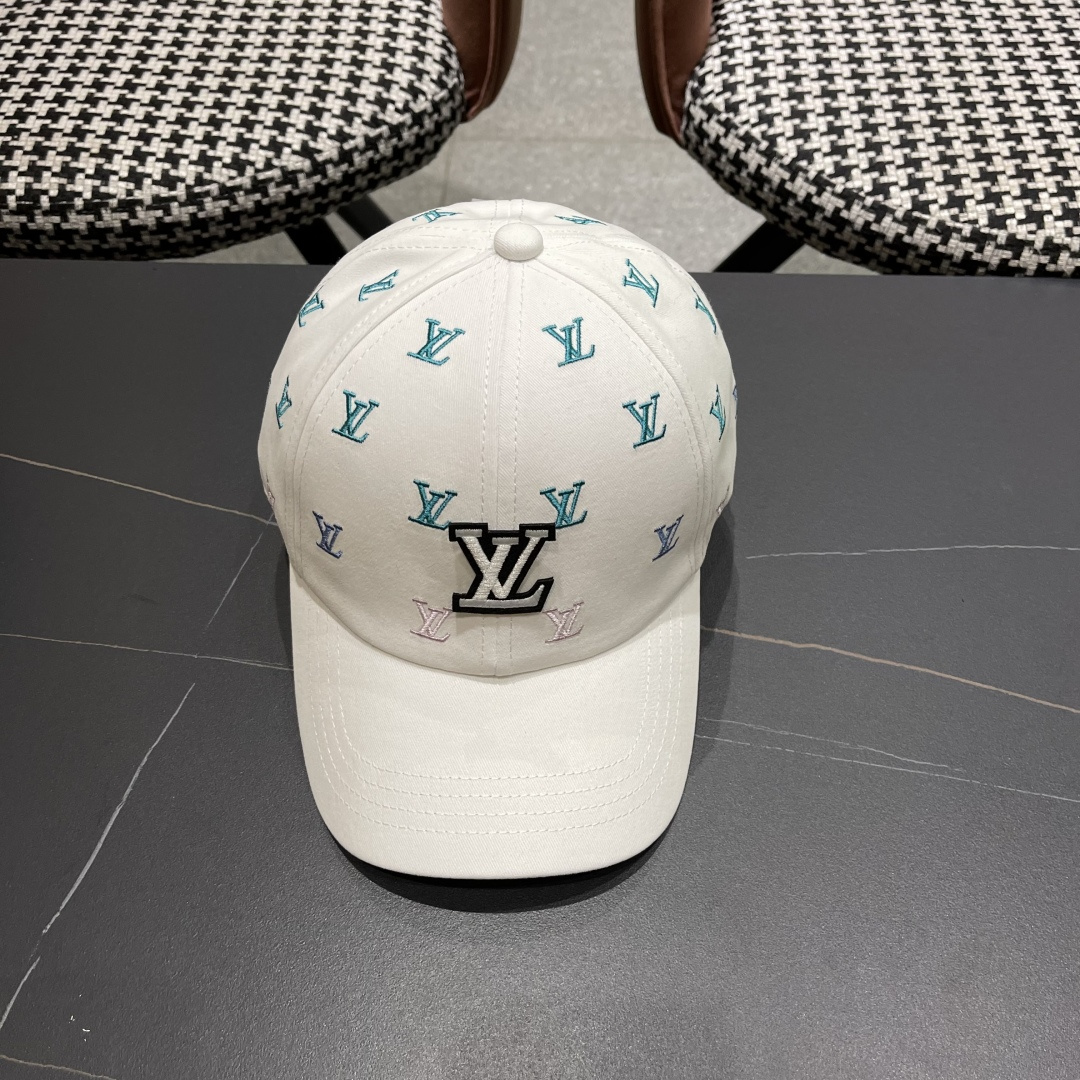  LV路易威登2025新款男女同款黑色棉质幻彩LV
剌绣棒球帽遮阳帽