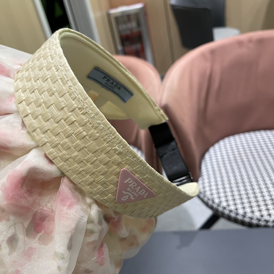  Prada普拉达多2025遮阳帽女夏季新款海边度假沙滩防晒防紫外线空顶帽