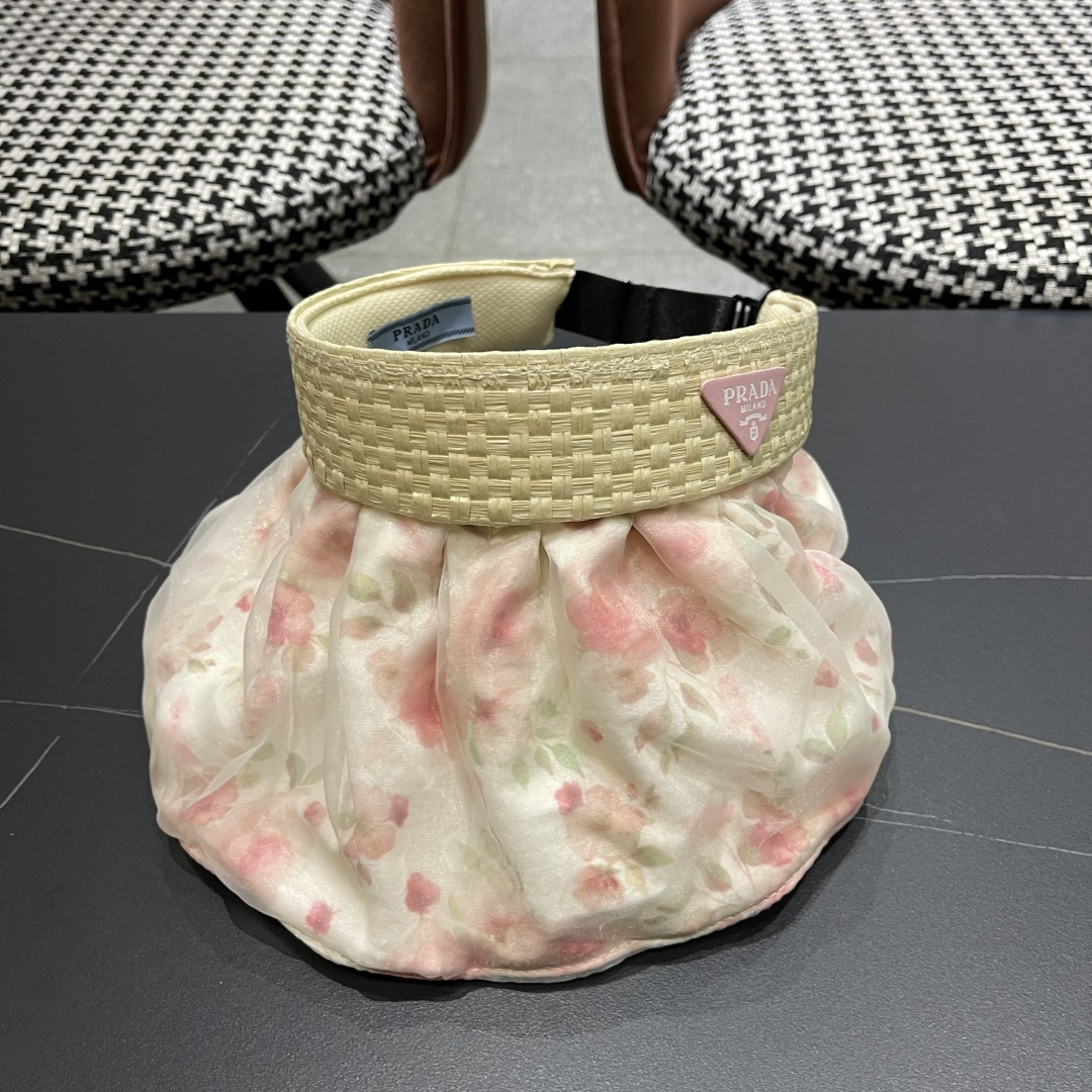  Prada普拉达多2025遮阳帽女夏季新款海边度假沙滩防晒防紫外线空顶帽