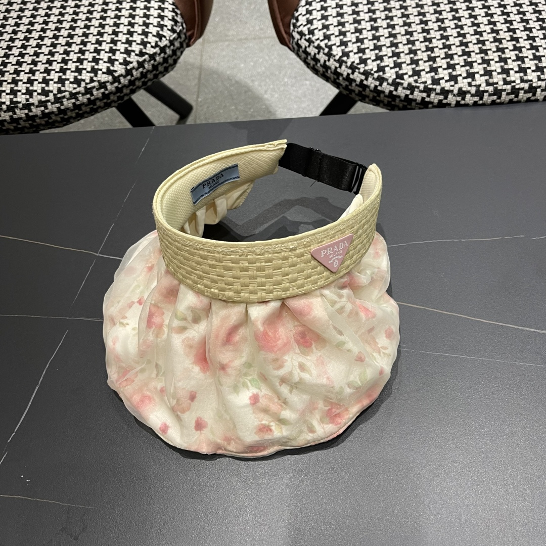  Prada普拉达多2025遮阳帽女夏季新款海边度假沙滩防晒防紫外线空顶帽