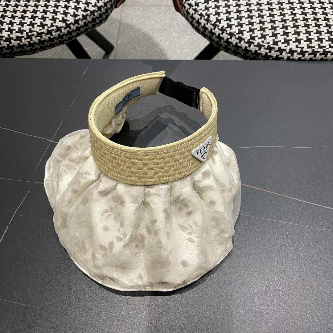  Prada普拉达多2025遮阳帽女夏季新款海边度假沙滩防晒防紫外线空顶帽