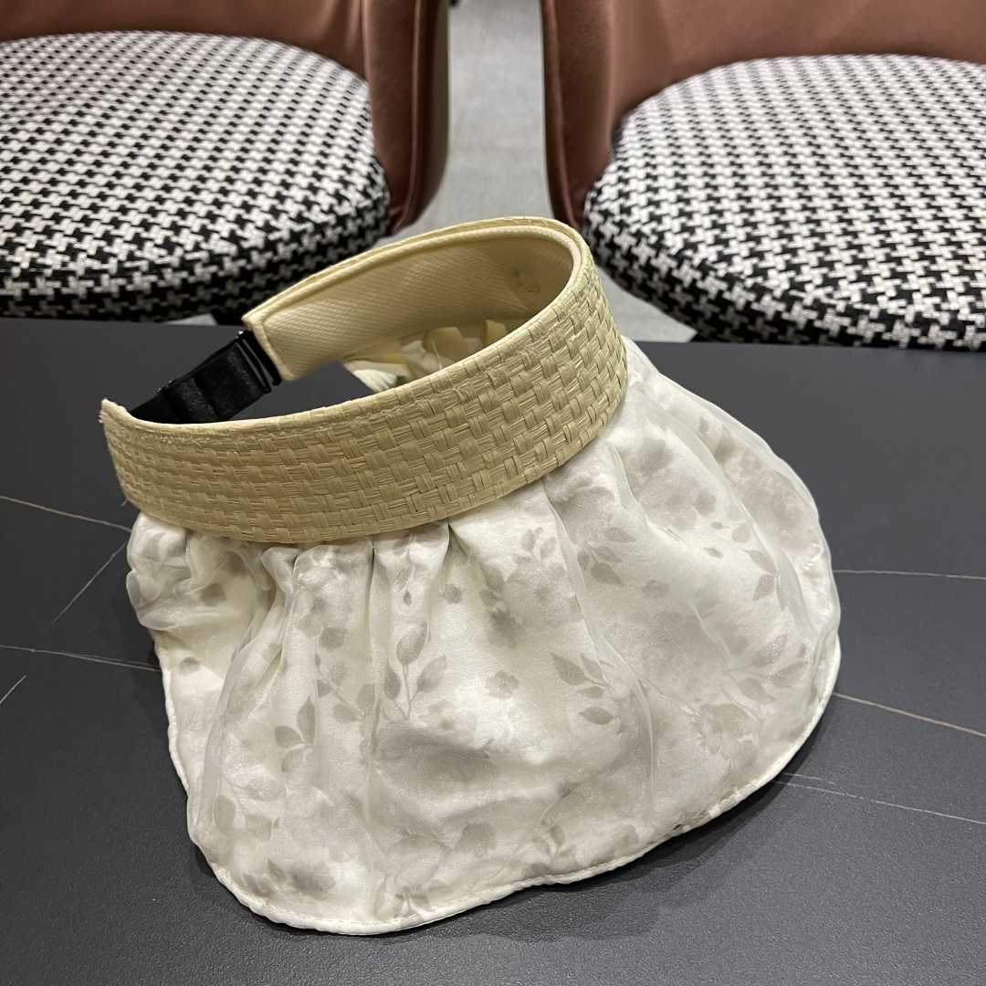  Prada普拉达多2025遮阳帽女夏季新款海边度假沙滩防晒防紫外线空顶帽