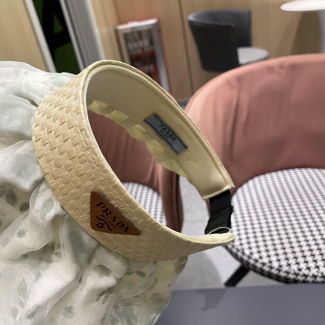  Prada普拉达多2025遮阳帽女夏季新款海边度假沙滩防晒防紫外线空顶帽