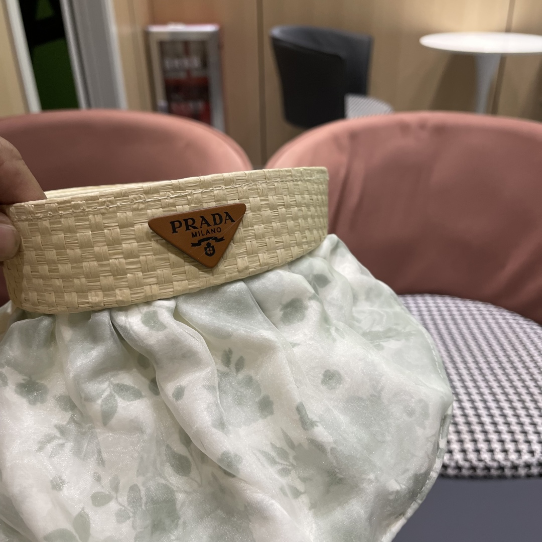  Prada普拉达多2025遮阳帽女夏季新款海边度假沙滩防晒防紫外线空顶帽