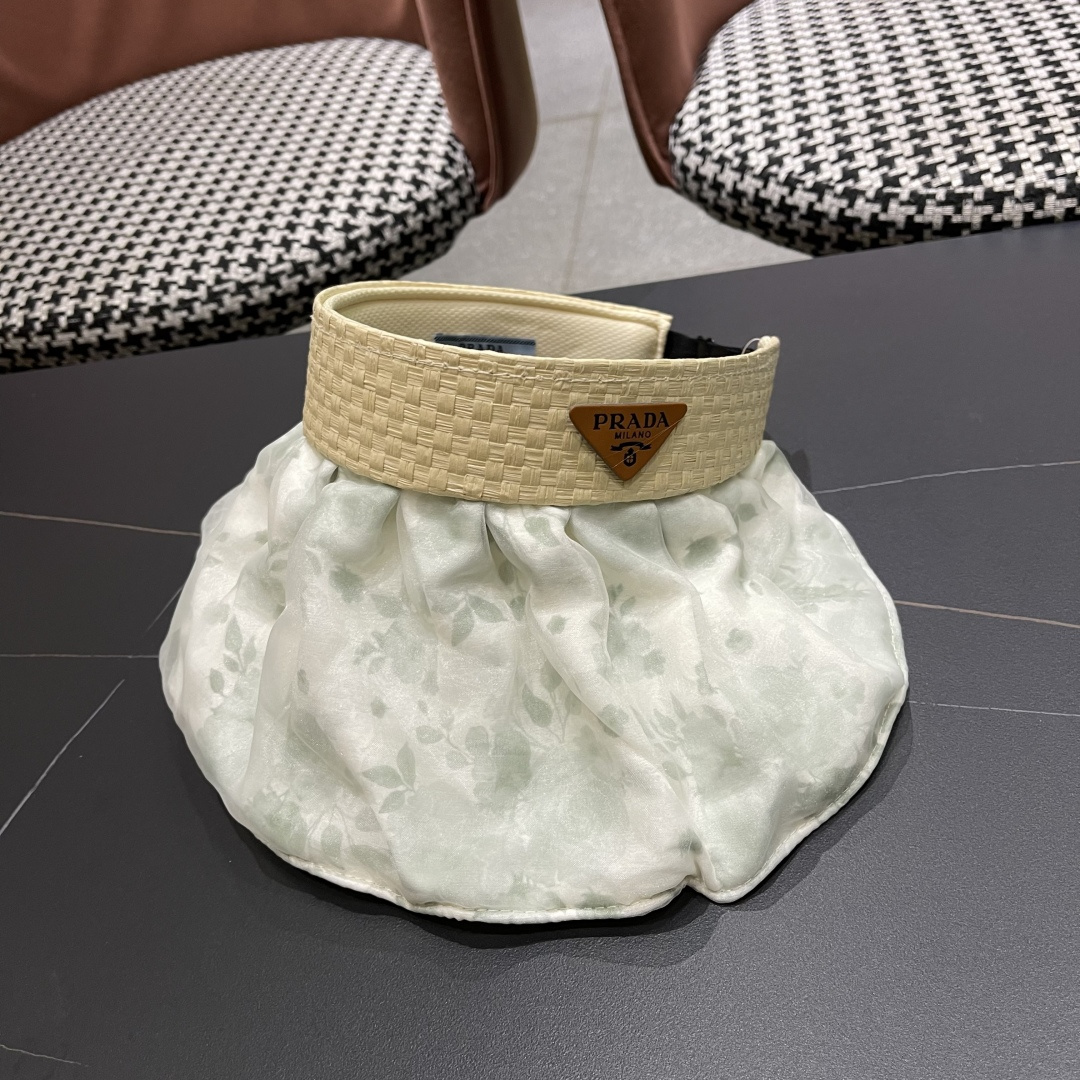  Prada普拉达多2025遮阳帽女夏季新款海边度假沙滩防晒防紫外线空顶帽