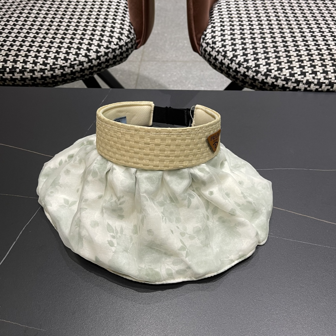  Prada普拉达多2025遮阳帽女夏季新款海边度假沙滩防晒防紫外线空顶帽