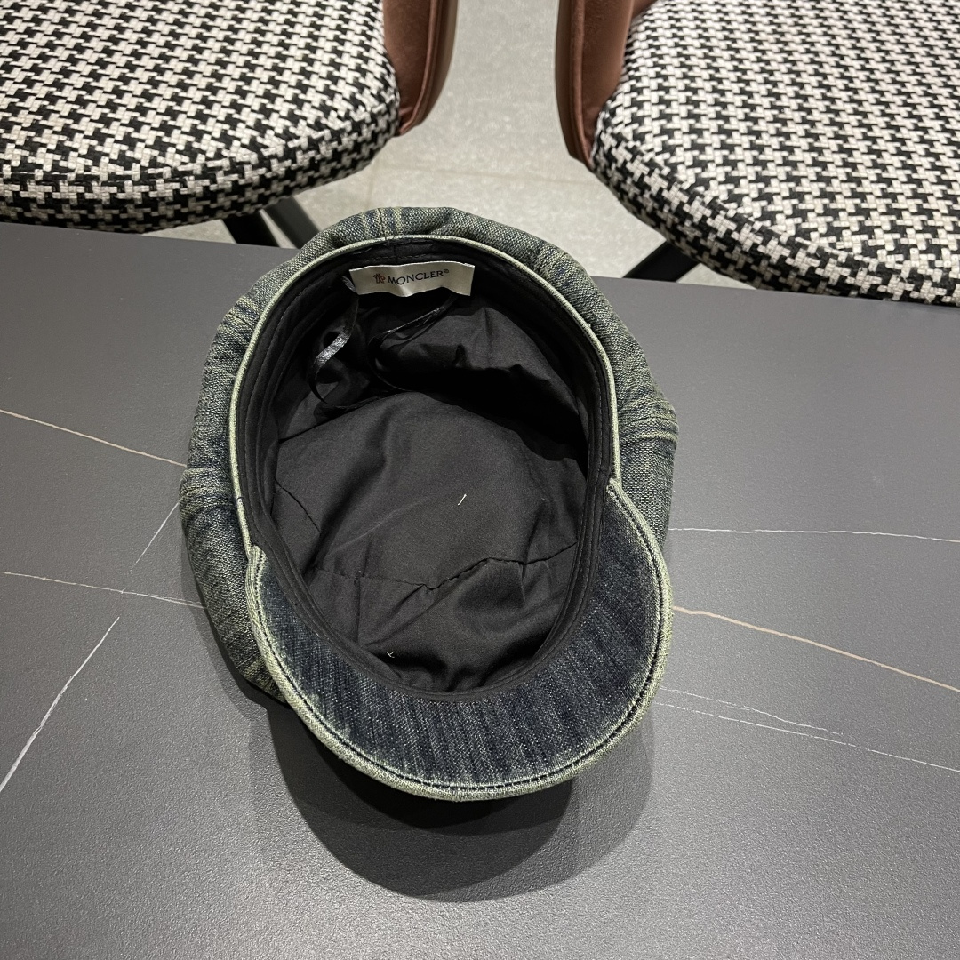  蒙口 2025新款韩版复古水洗牛仔贝雷帽女英伦风八角帽春
夏时尚画家帽显脸小