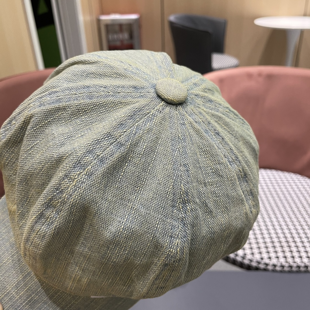  蒙口 2025新款韩版复古水洗牛仔贝雷帽女英伦风八角帽春
夏时尚画家帽显脸小