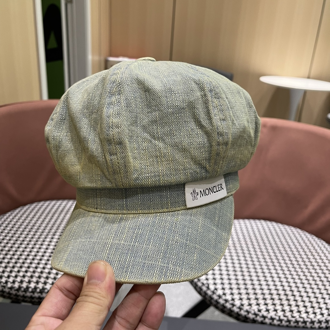  蒙口 2025新款韩版复古水洗牛仔贝雷帽女英伦风八角帽春
夏时尚画家帽显脸小
