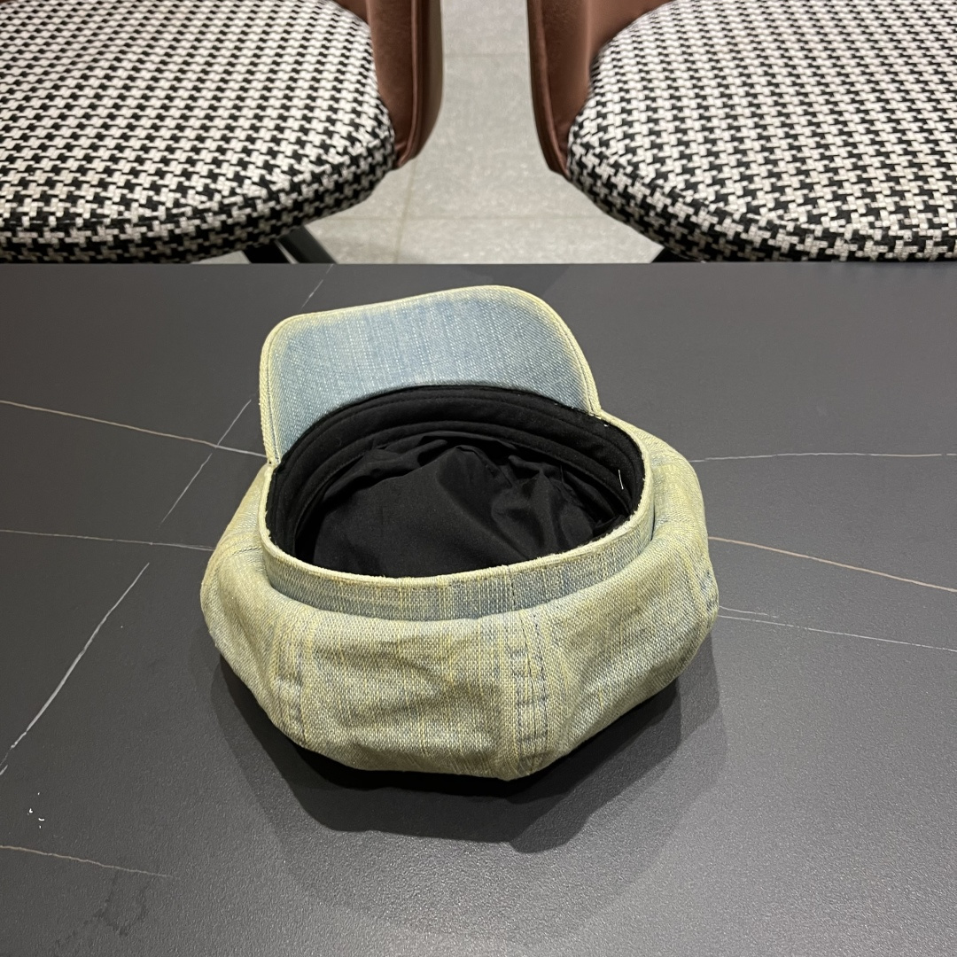  蒙口 2025新款韩版复古水洗牛仔贝雷帽女英伦风八角帽春
夏时尚画家帽显脸小