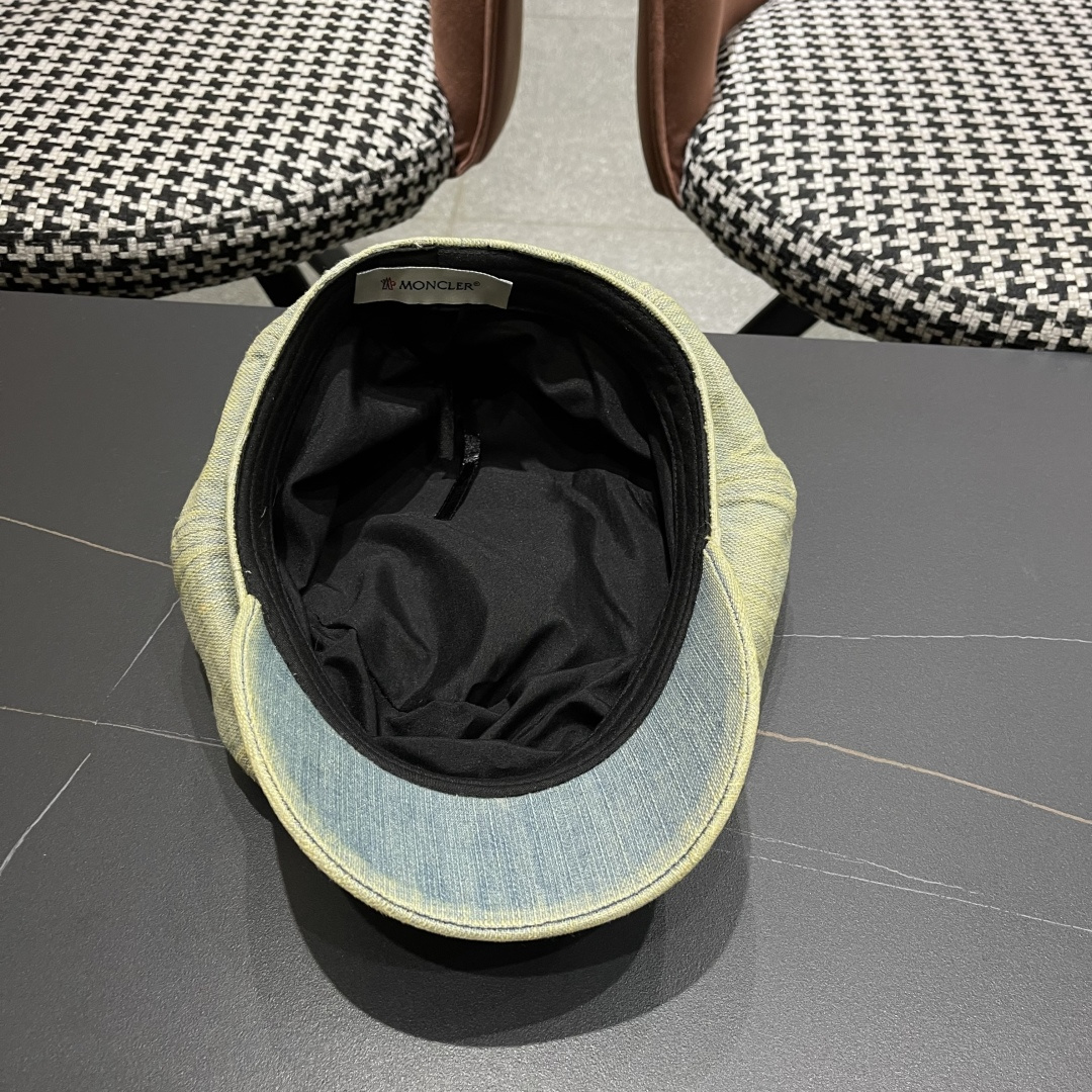  蒙口 2025新款韩版复古水洗牛仔贝雷帽女英伦风八角帽春
夏时尚画家帽显脸小