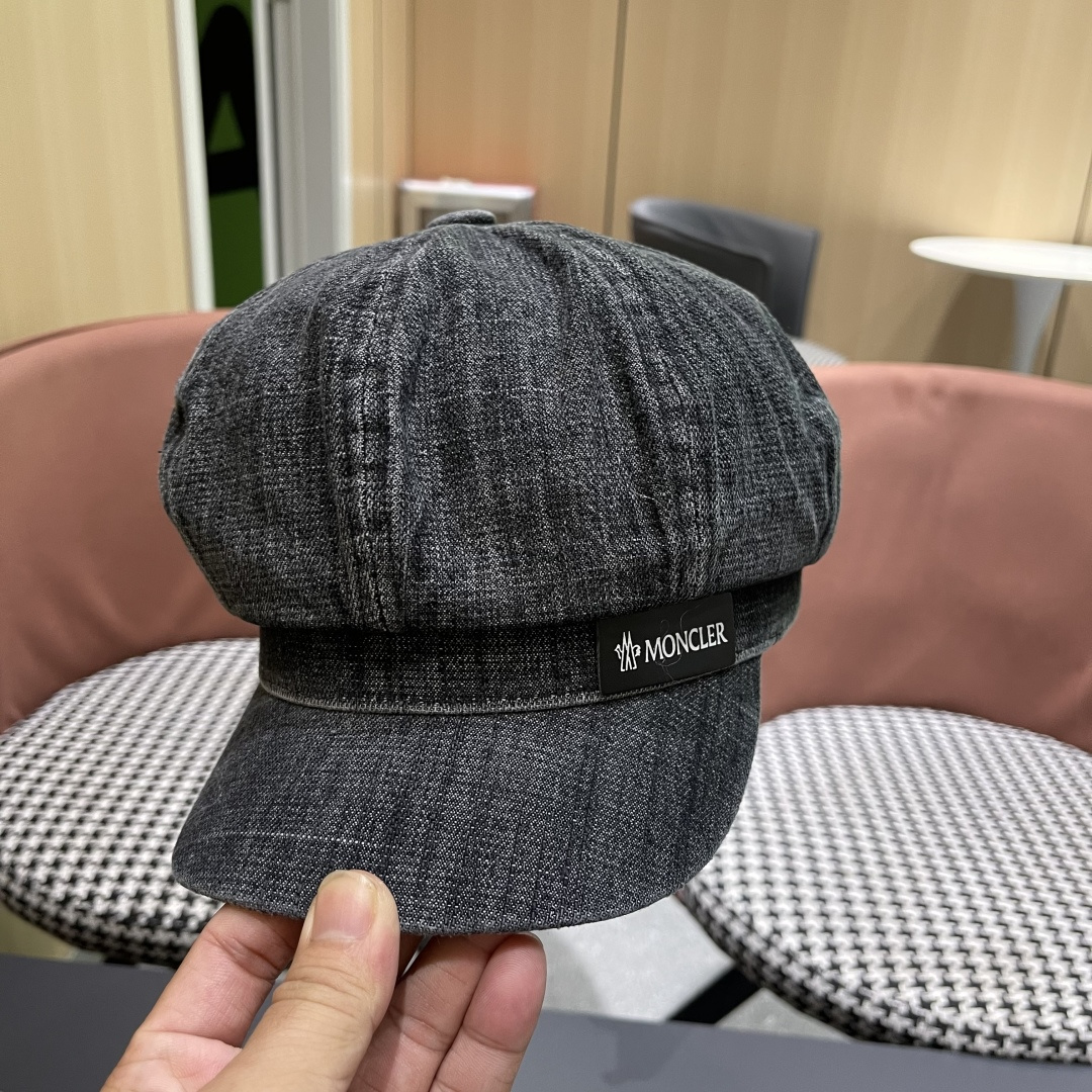  蒙口 2025新款韩版复古水洗牛仔贝雷帽女英伦风八角帽春
夏时尚画家帽显脸小