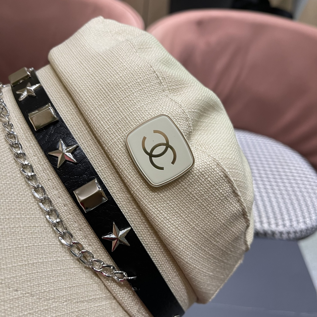 香奈儿2025秋冬系美拉德风海军八角帽潮酷网红同款品脸小八角