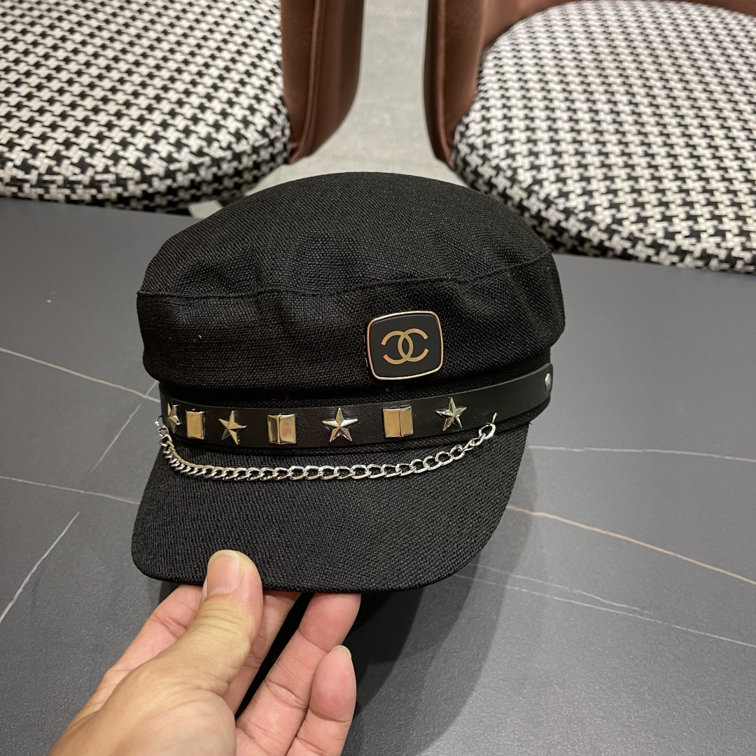 香奈儿2025秋冬系美拉德风海军八角帽潮酷网红同款品脸小八角