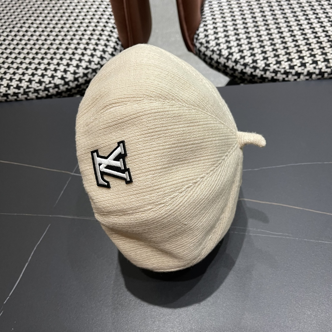 Lv路易威登秋冬新款字母贝雷帽子女韩版网红南瓜帽复古咖色简约百搭品脸小