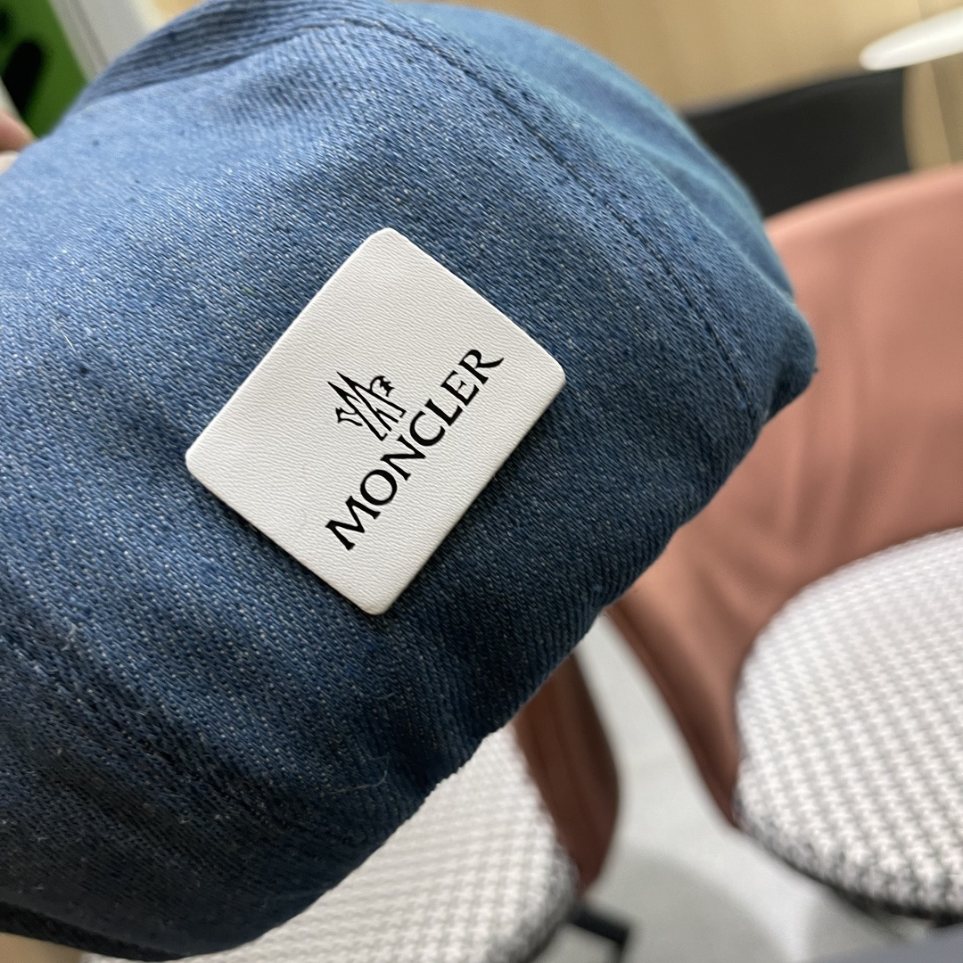 蒙口 日系网红牛仔贝雷帽子女春秋款潮浅蓝色复古金属标画家蓓蕾帽夏季