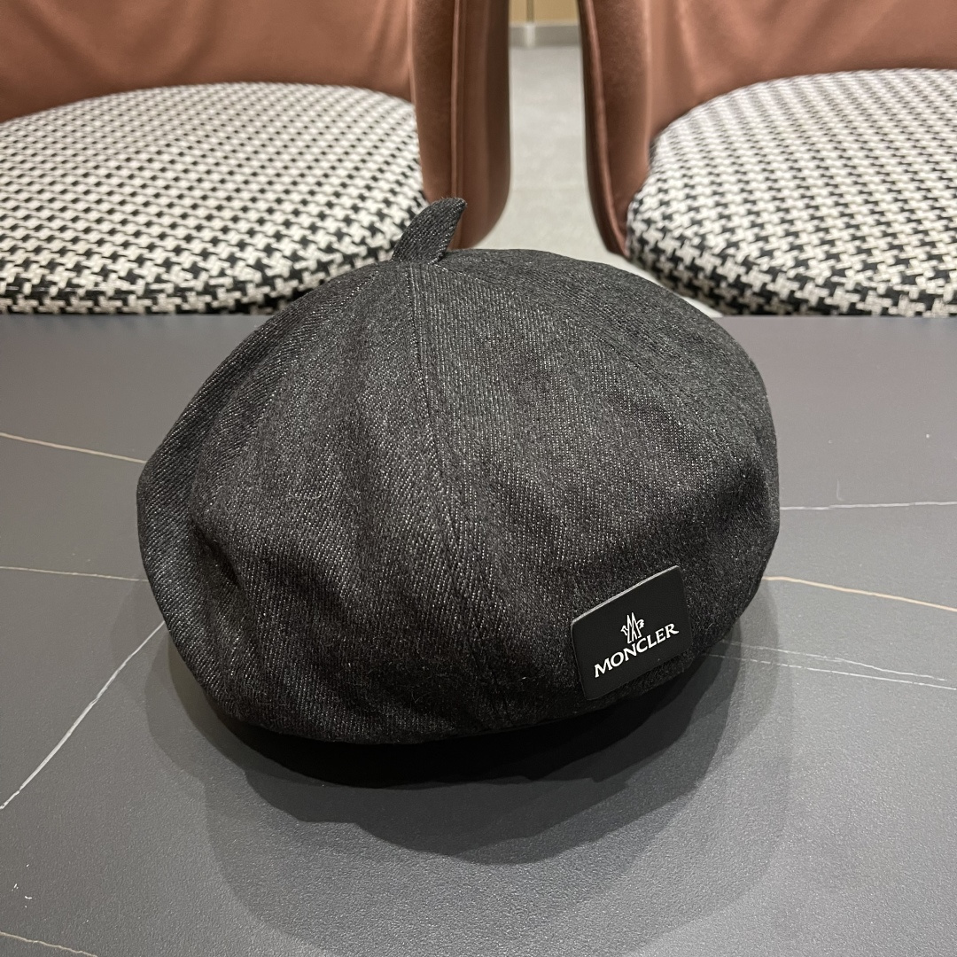 蒙口 日系网红牛仔贝雷帽子女春秋款潮浅蓝色复古金属标画家蓓蕾帽夏季