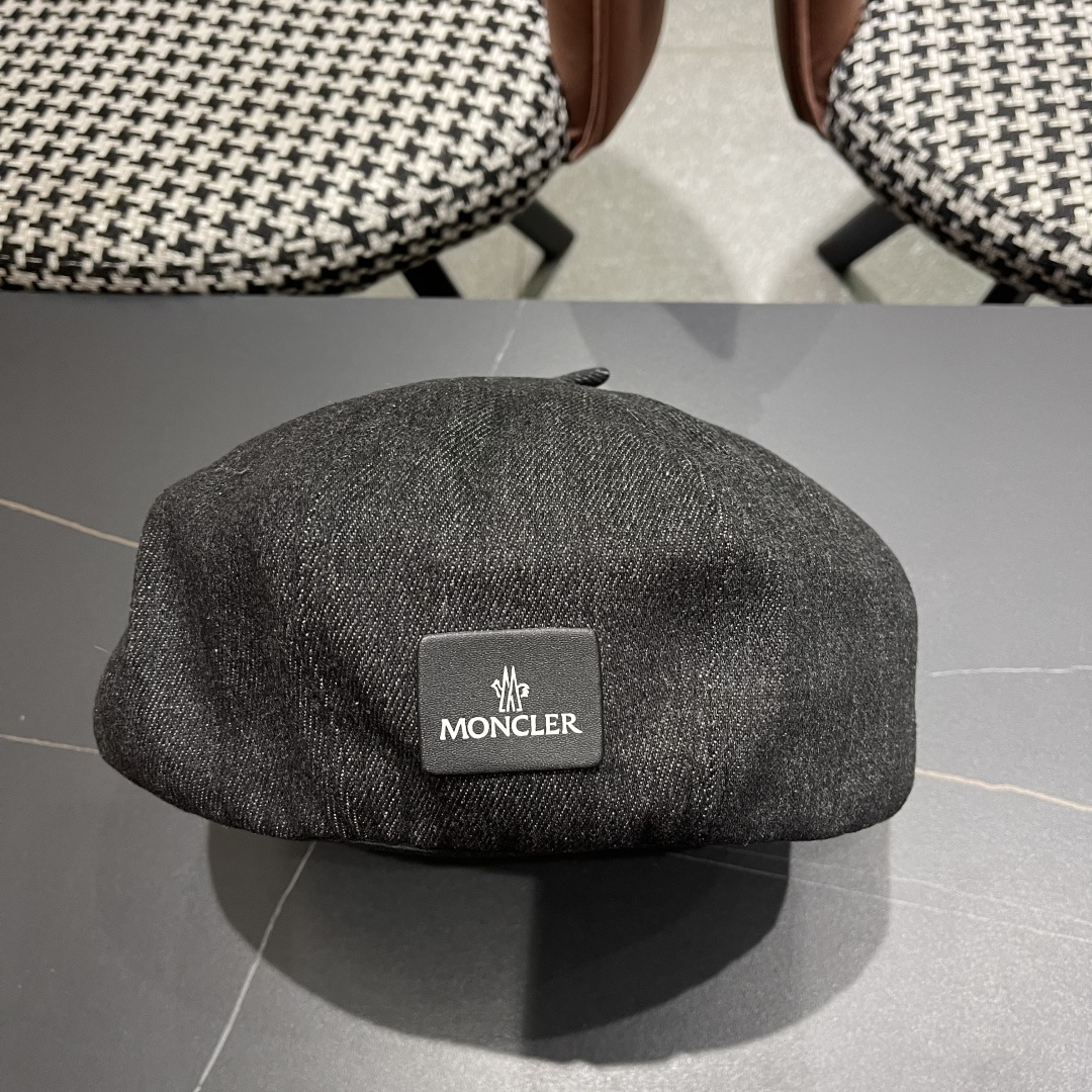 蒙口 日系网红牛仔贝雷帽子女春秋款潮浅蓝色复古金属标画家蓓蕾帽夏季