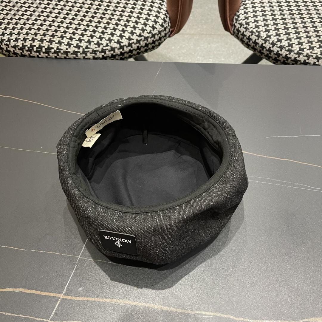 蒙口 日系网红牛仔贝雷帽子女春秋款潮浅蓝色复古金属标画家蓓蕾帽夏季