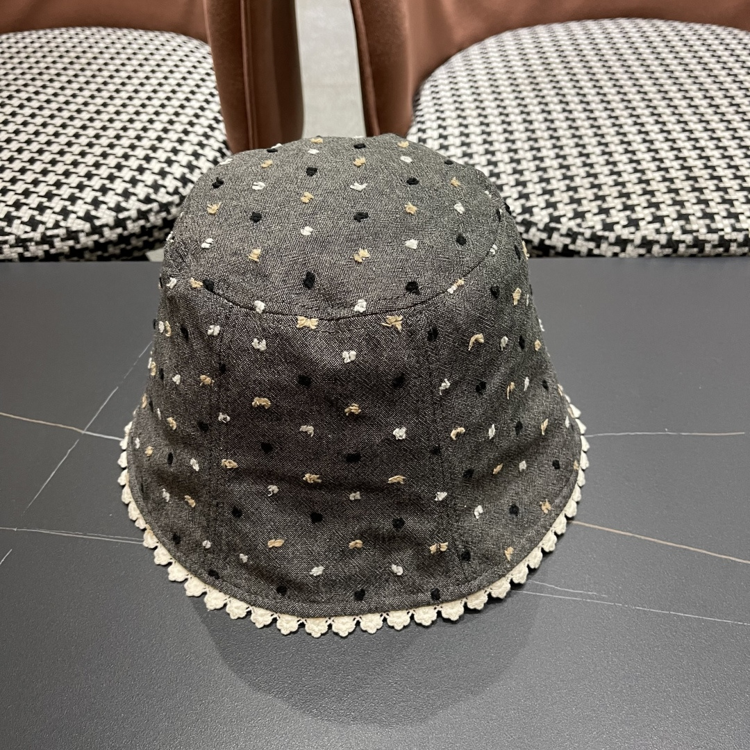  香奈儿Chanel夏季透气防晒渔夫帽子小碎花脸小休闲百搭出游遮阳盆帽