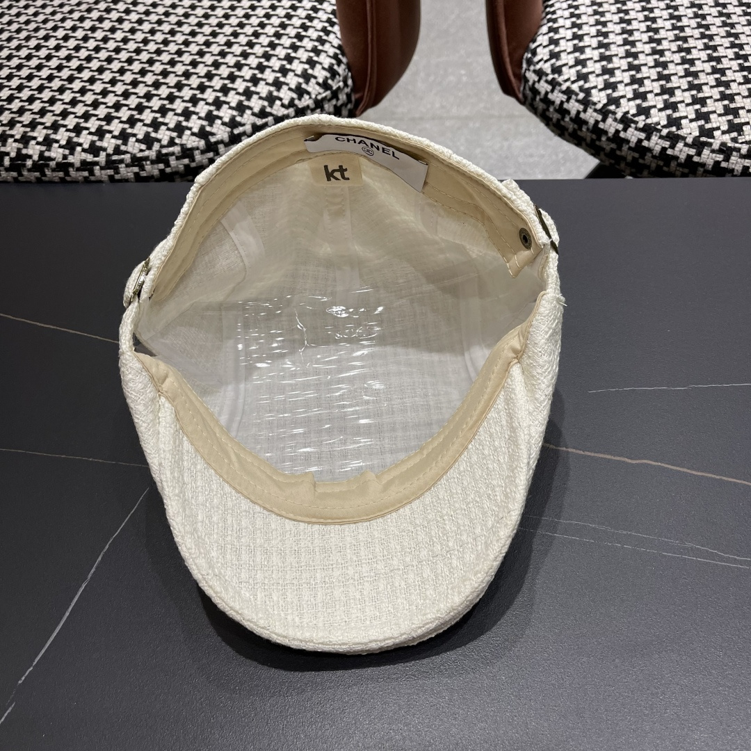 香奈儿 英伦复古前进帽女 2024春秋季百搭鸭舌报童帽大头围画