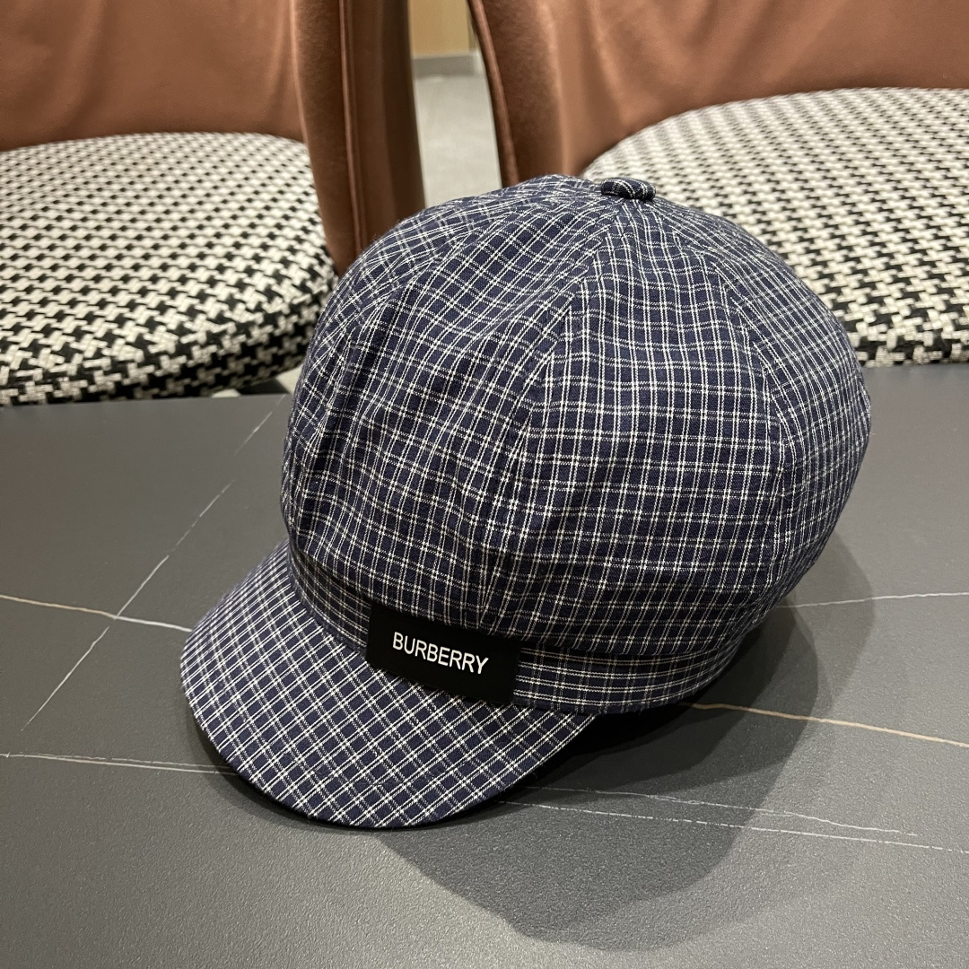 巴宝莉 2025新款韩版格纹贝雷帽文艺风复吉八角帽显脸小画家帽防晒帽子夏