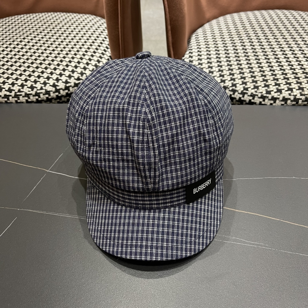 巴宝莉 2025新款韩版格纹贝雷帽文艺风复吉八角帽显脸小画家帽防晒帽子夏