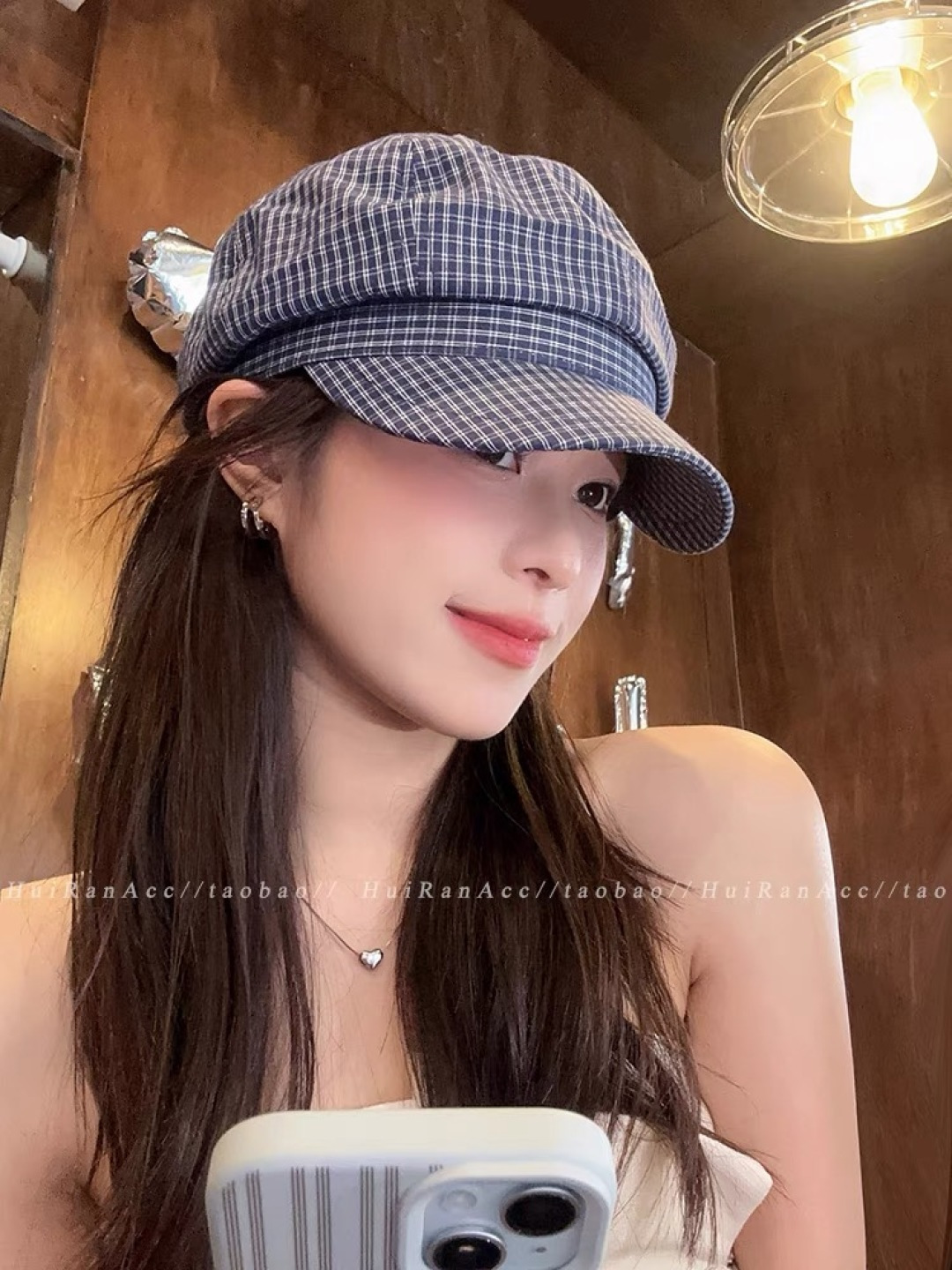 巴宝莉 2025新款韩版格纹贝雷帽文艺风复吉八角帽显脸小画家帽防晒帽子夏