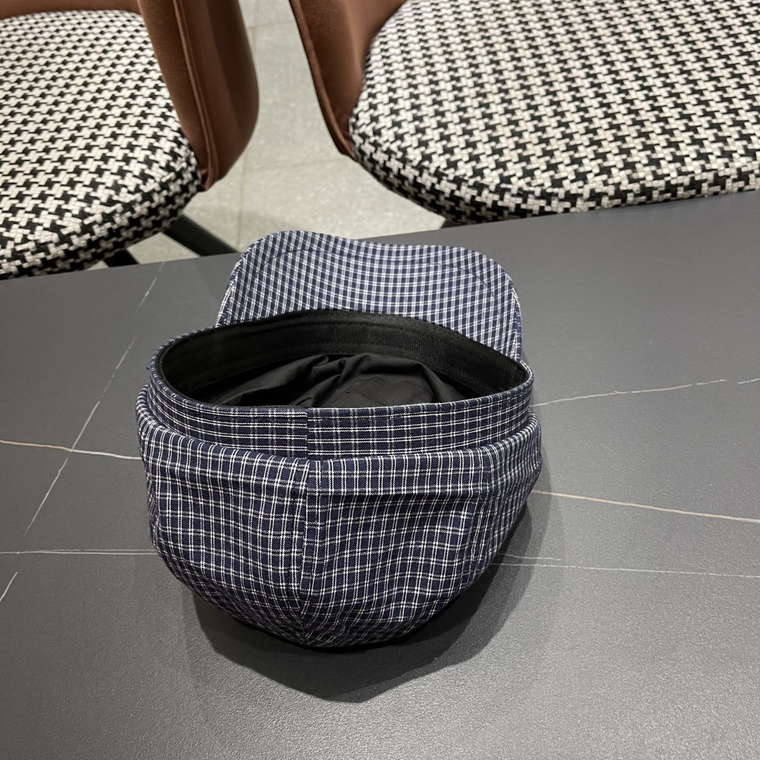 巴宝莉 2025新款韩版格纹贝雷帽文艺风复吉八角帽显脸小画家帽防晒帽子夏