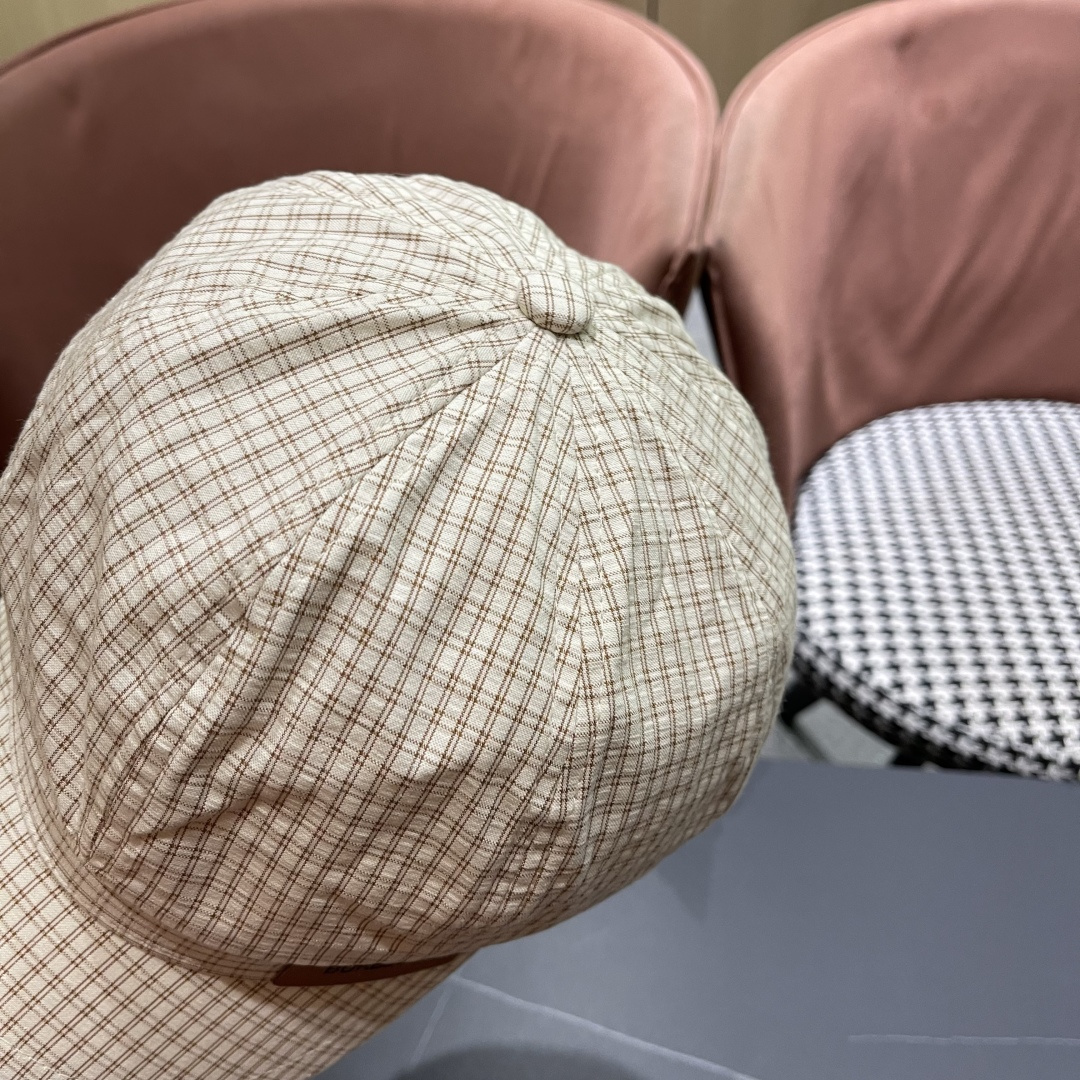 巴宝莉 2025新款韩版格纹贝雷帽文艺风复吉八角帽显脸小画家帽防晒帽子夏