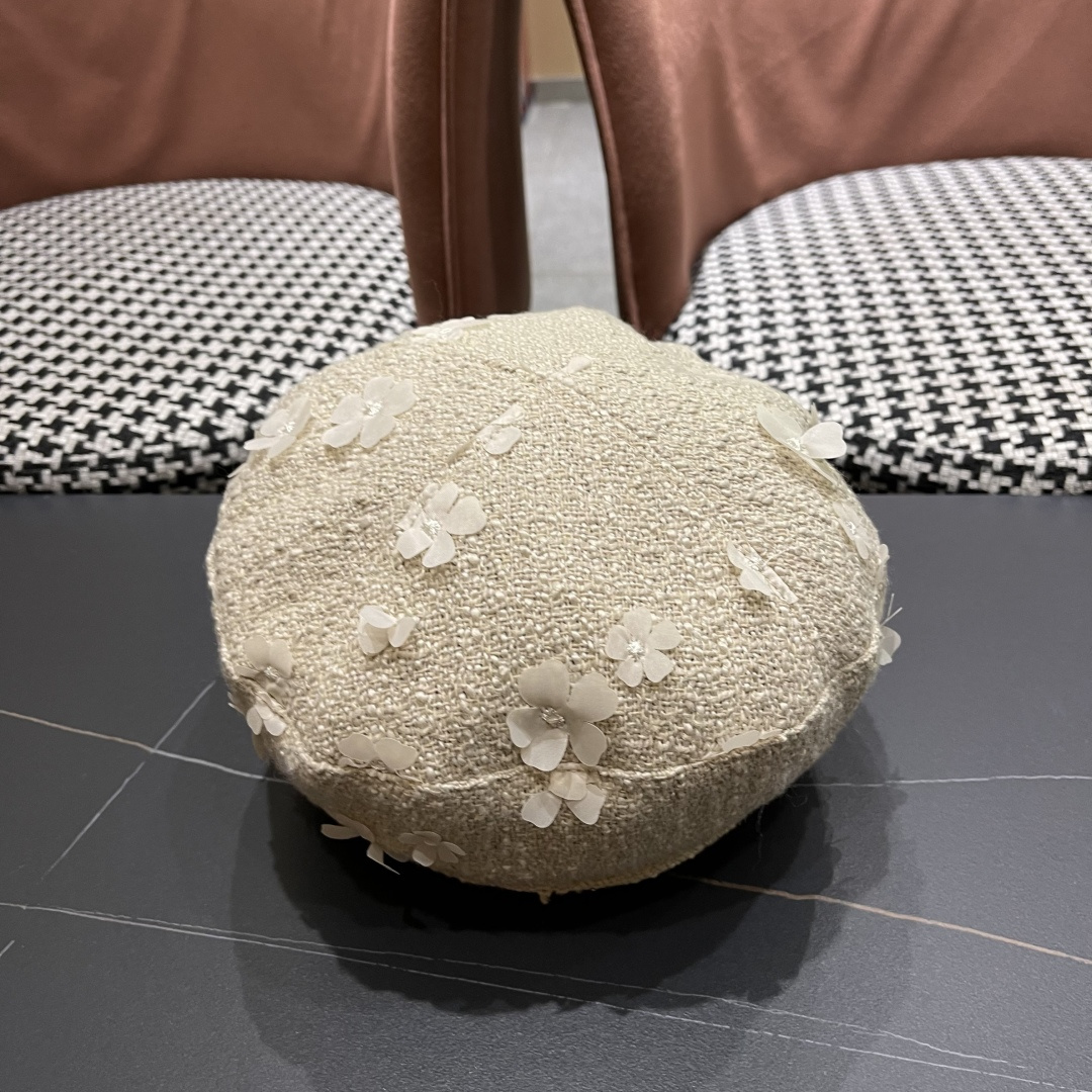 赛琳 2025新款日系复古简约百搭花朵八角帽女早秋画家帽报童帽子显脸小