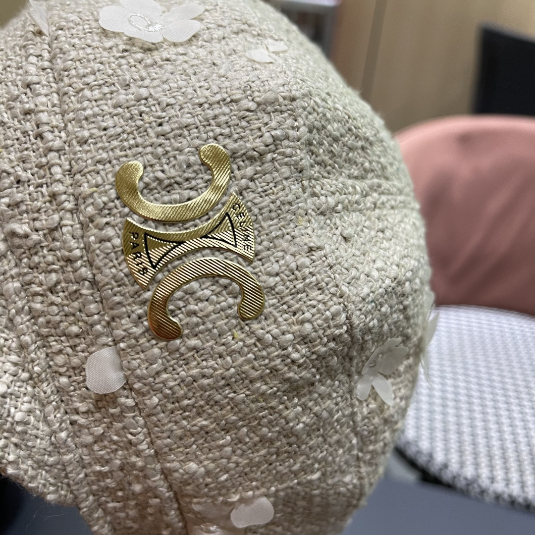 赛琳 2025新款日系复古简约百搭花朵八角帽女早秋画家帽报童帽子显脸小