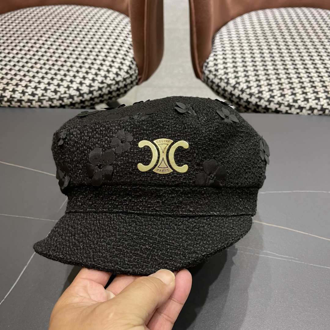 赛琳 2025新款日系复古简约百搭花朵八角帽女早秋画家帽报童帽子显脸小