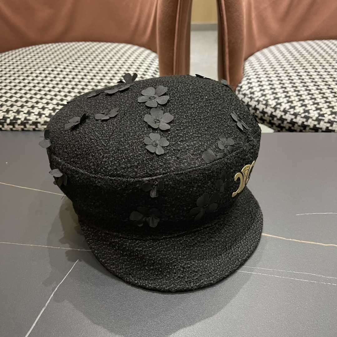 赛琳 2025新款日系复古简约百搭花朵八角帽女早秋画家帽报童帽子显脸小