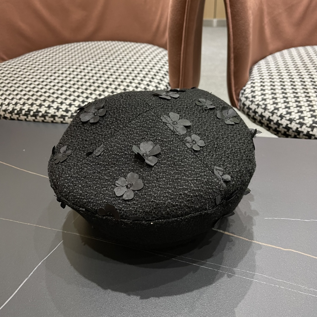 赛琳 2025新款日系复古简约百搭花朵八角帽女早秋画家帽报童帽子显脸小