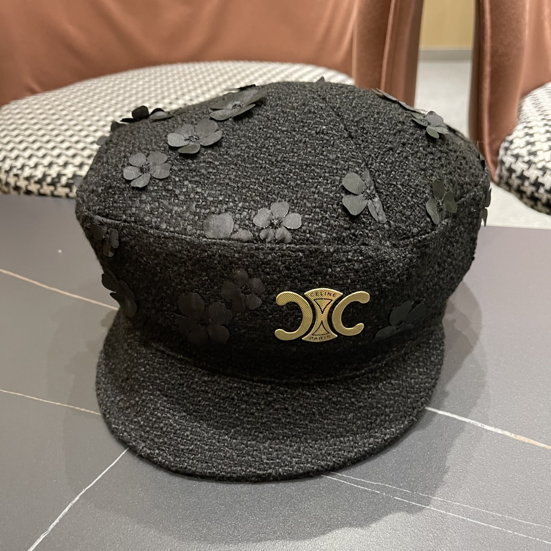 赛琳 2025新款日系复古简约百搭花朵八角帽女早秋画家帽报童帽子显脸小