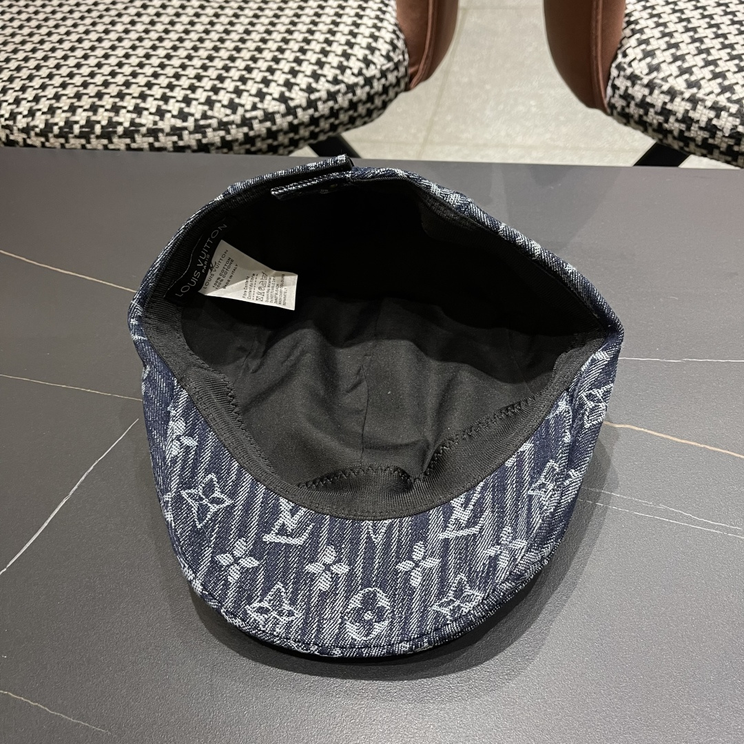  Lv路易威登2025新款时尚百搭牛仔提花贝雷帽透气遮阳帽